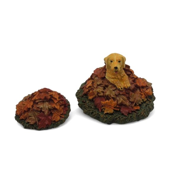 DEPARTMENT 56 Harvest Fields Pup Dog In Leaves Figurine Set Retired - Picture 1 of 10